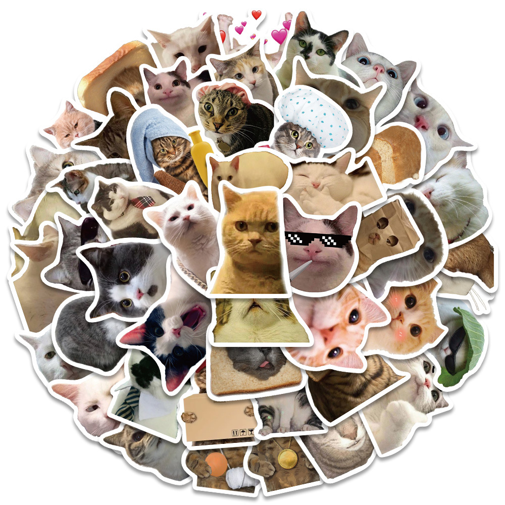 Title 2, Non-repeated Cute Cat Waterproof Stickers