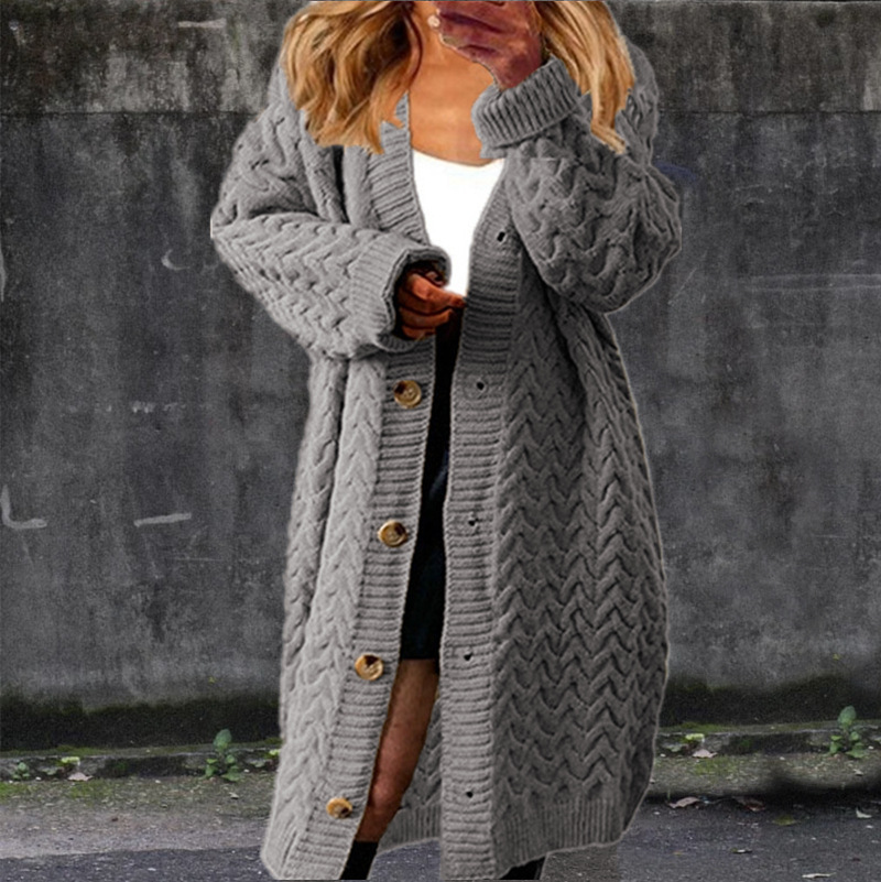 Long Twisted Sweater Women's Solid Button Large Grey - Shop at LoveMi