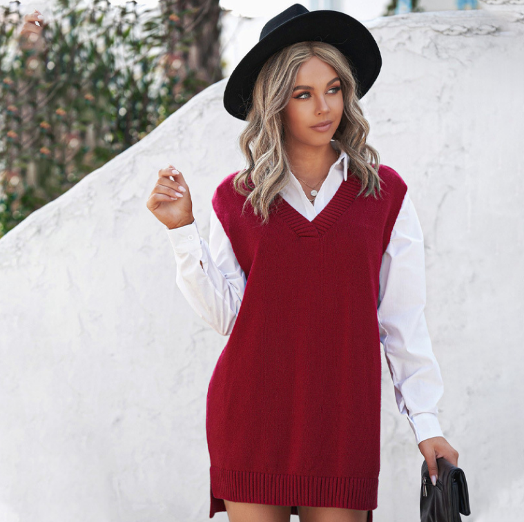 Casual Solid Color Women's Knitted Sweater Vest