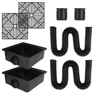 2Pcs Gutter Downspout Extension For Spring Summer Home Innovation Low Profile No Deep Digging Catch Basin Downspout Extender With 4.9FT Flexible Extendable Hose For House Foundatio