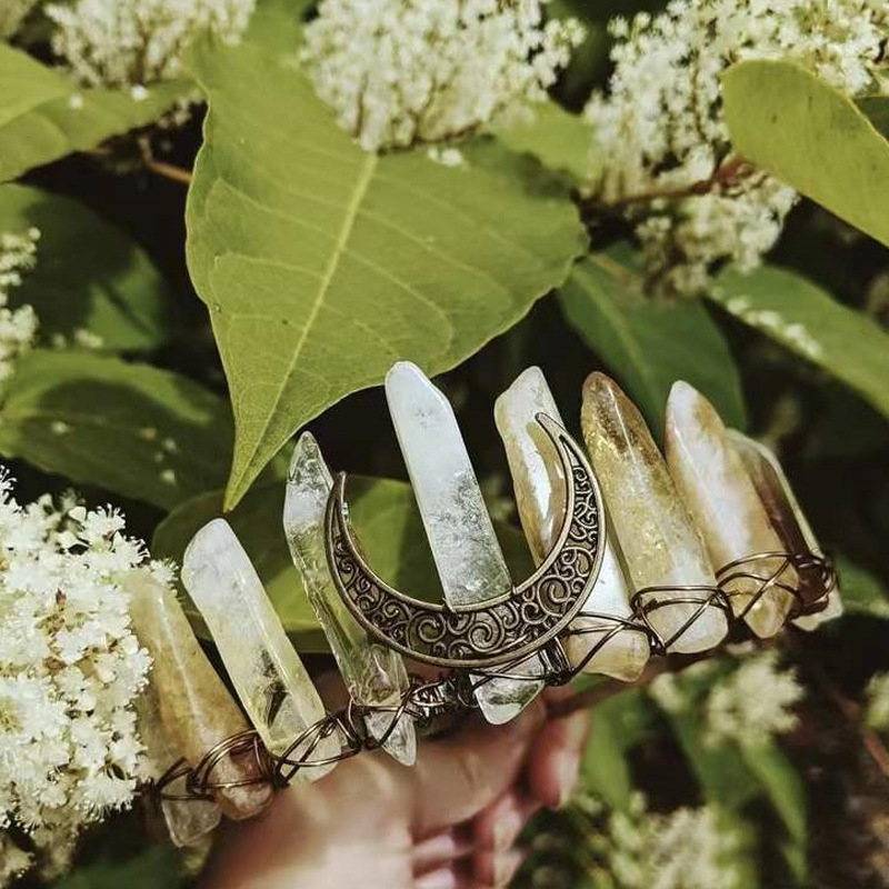Natural Topaz Crown Hair Band Moon Diy Handmade