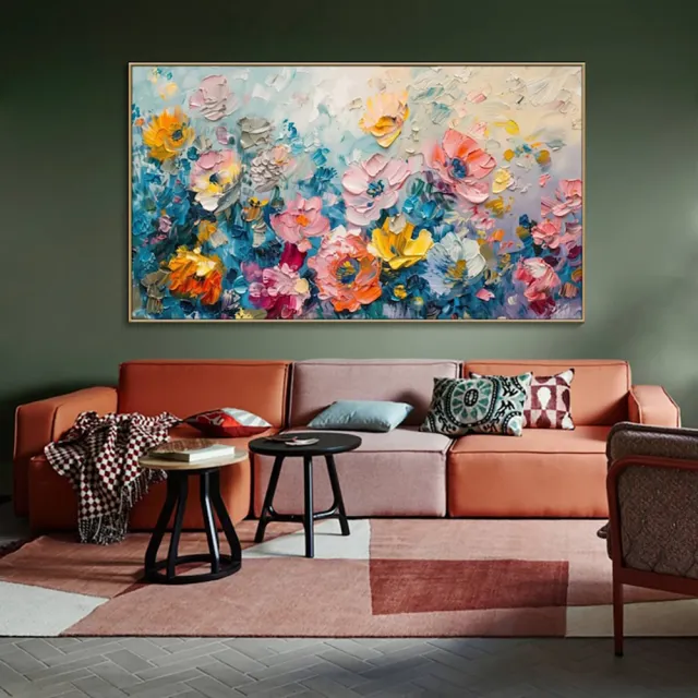 Handmade Handpainted Oil Painting On Canvas Large Fashion Flower Wall Art Rose Picture For Living Room Home Decor Gift Without Inner Frame - Shop at LoveMi