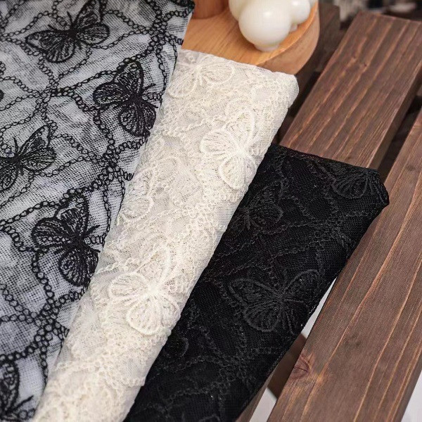 Monochrome Lace Children's Clothing Embroidered Lace Fabric — image 1