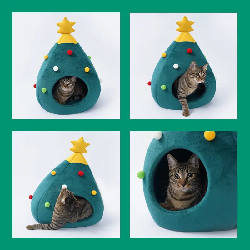 Pet Christmas Tree Cat Bed Mat Kennel