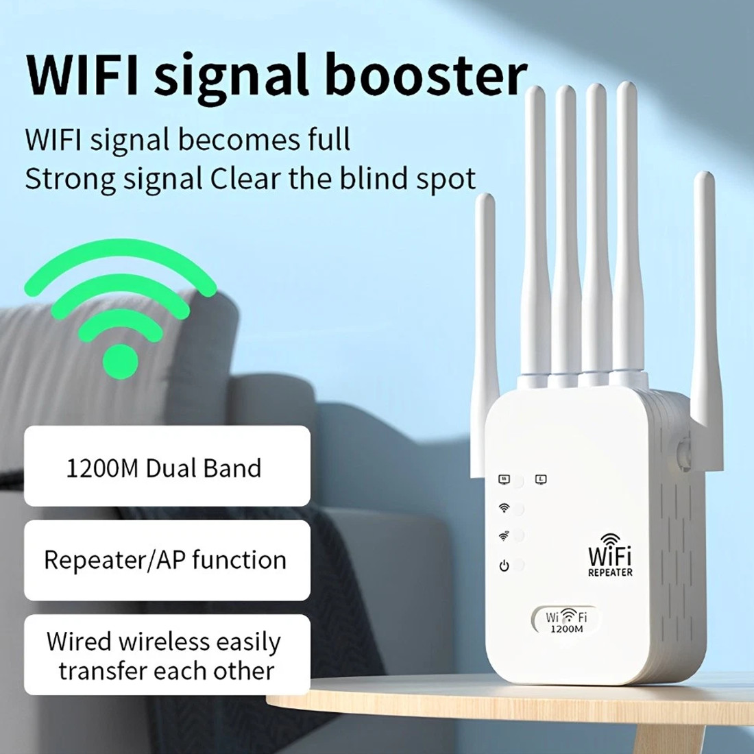 Dual-band Signal Booster Amplifier 1200M Gigabit Wireless Repeater
