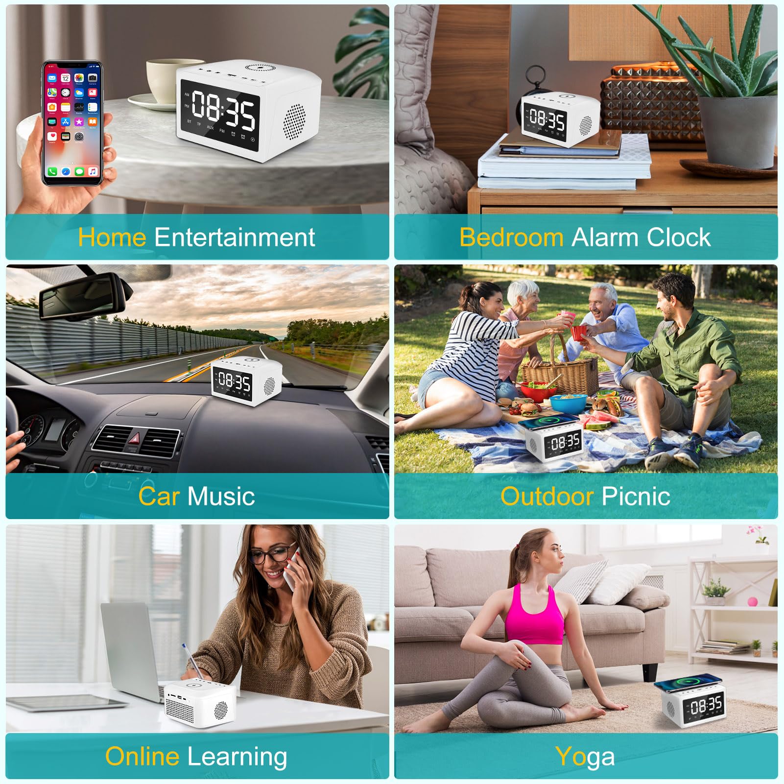 Alarm Clocks Bedside, Digital Alarm Clock Radio With Bluetooth Speaker, USB... 5