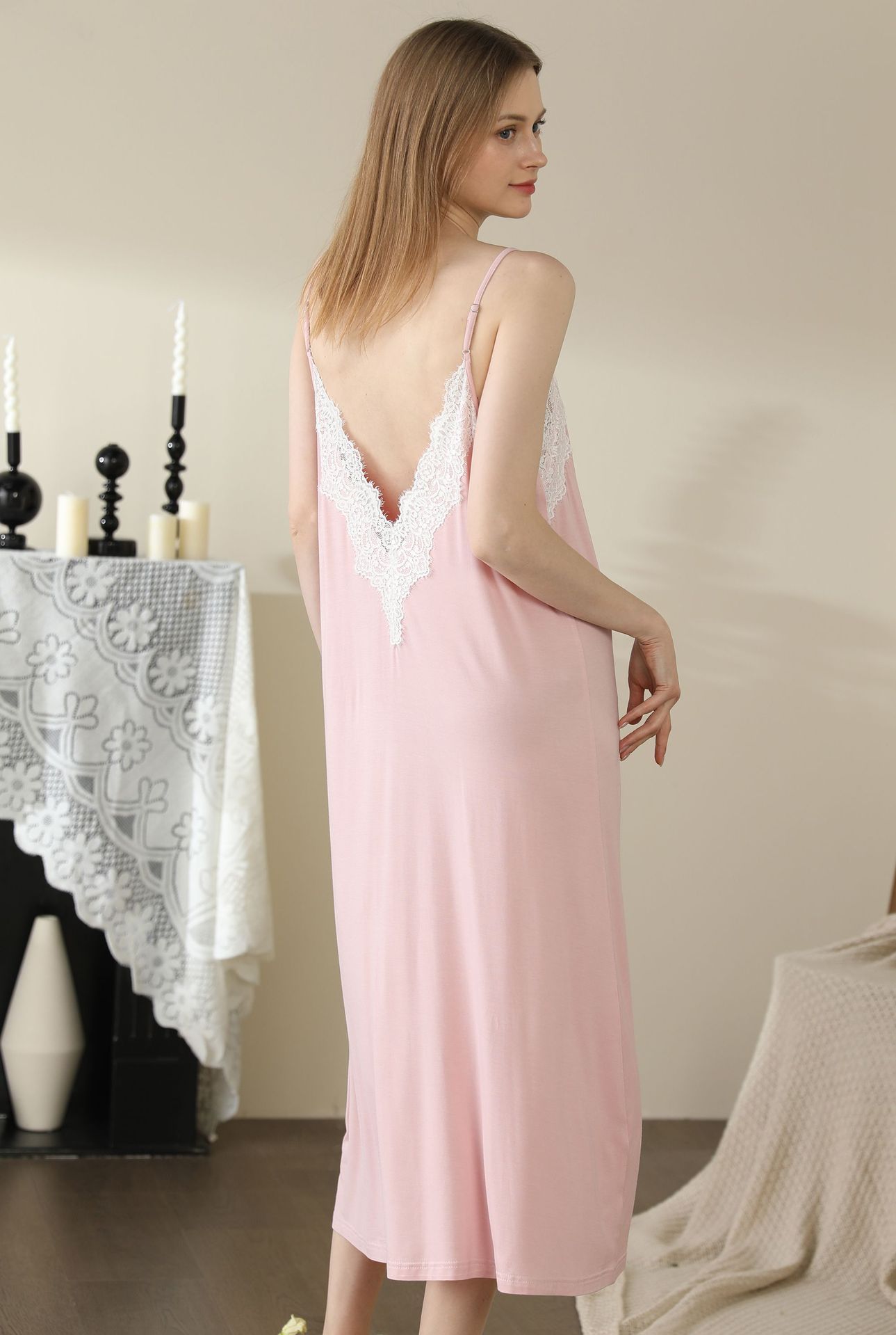 Title 19, Backless Modal Nightdress Womens Midi Dress