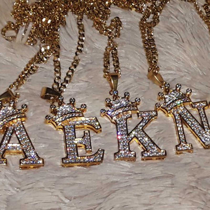 26 English Crown Letter Necklace Female Clavicle Chain