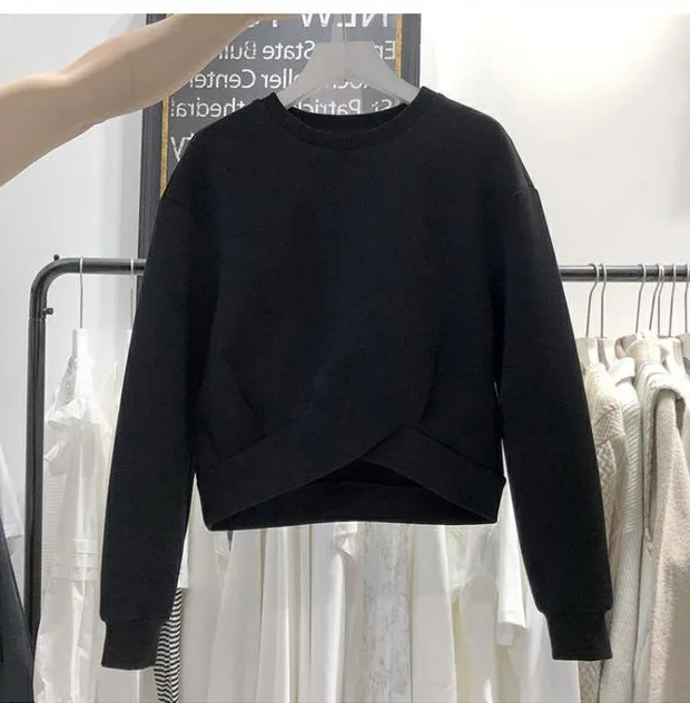 Twisted Sweater Women's Solid Short Top Black - Shop at LoveMi