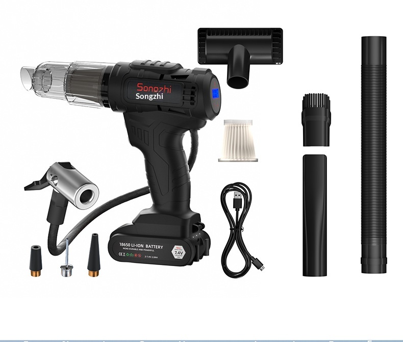Mini Cordless Handheld Car Vacuum Inflator Combo With LED Light, Powerful Suction 3