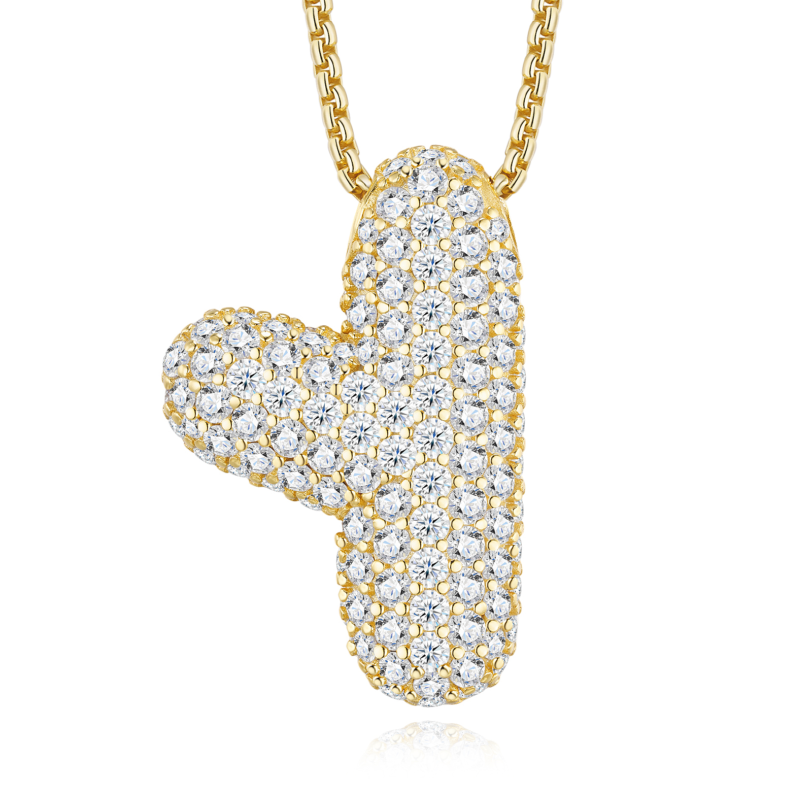 11.25g S925 Sterling Silver Gold Plated Initial Necklace For Women D Color VVS1 Moissanite Bubble Letter Pendant, Heavy Solid Pave Jewelry With GRA Certificate, Personalized Birthday & Anniversary G