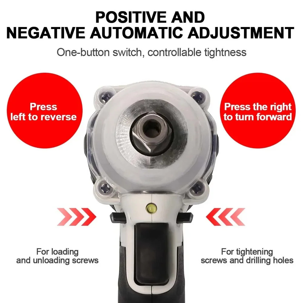 21V Cordless Electric Impact Wrench Drill Gun Ratchet Driver W 2 Battery 3