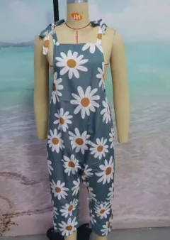 Women's European And American Summer New Retro Casual Printed Wide-leg Jumpsuit - Grey - View 1
