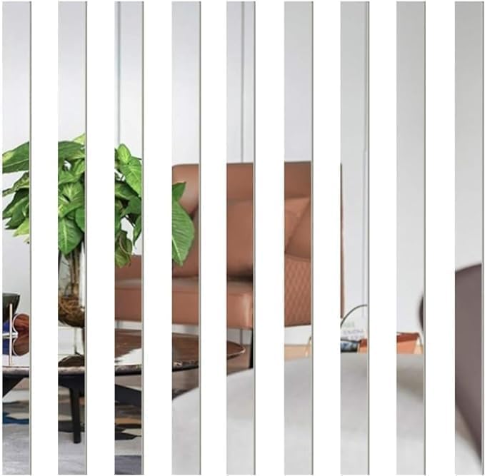 White Striped Mirror Wall Stickers Self-Adhesive Acrylic Line Border Decals