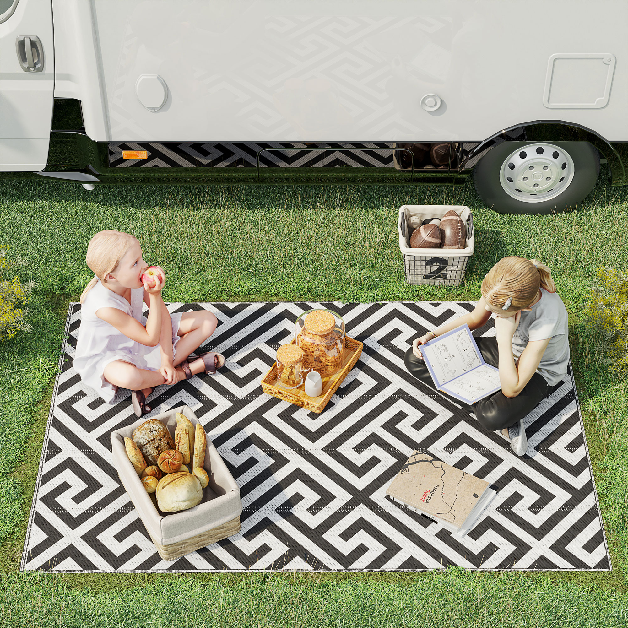 Outdoor Double-sided Plastic Grass Mat, Portable RV Camping Suitable — image 4