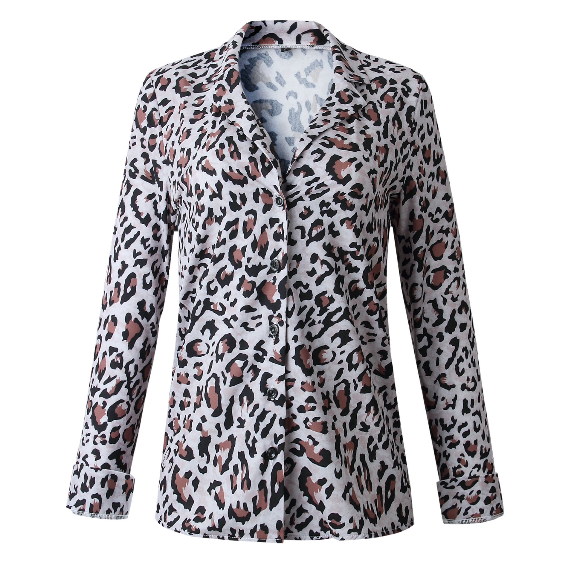 Title 2, Ladies Fashion Leopard Print Button Long Sleeve...