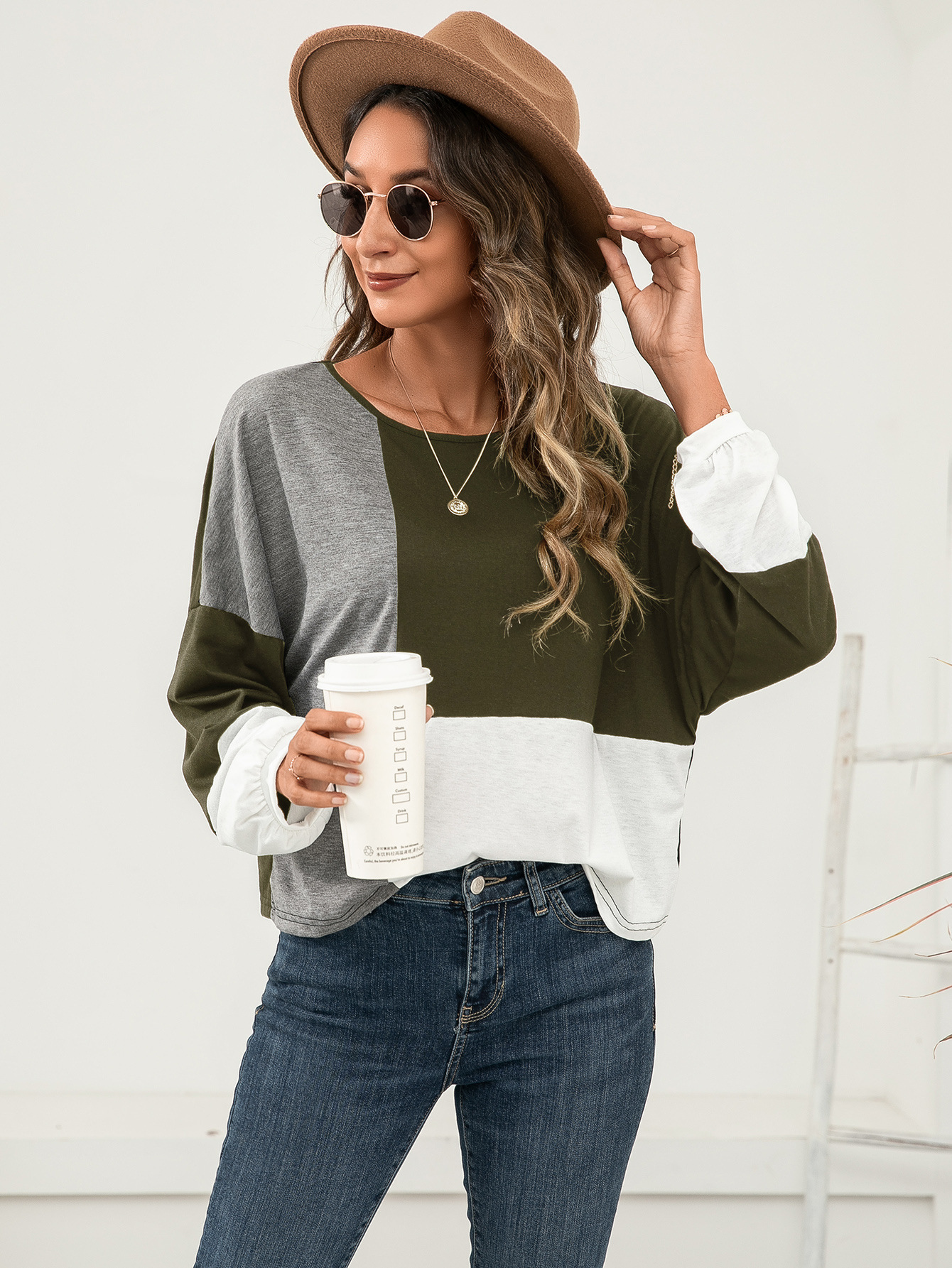 Title 9, Casual Colorblock Crew Neck Pullover Long Sleev...