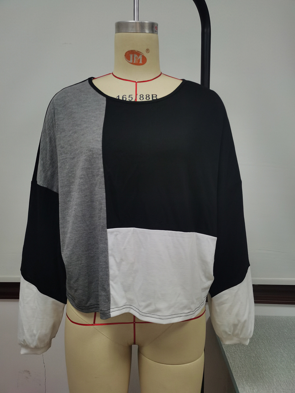 Title 19, Casual Colorblock Crew Neck Pullover Long Sleev...