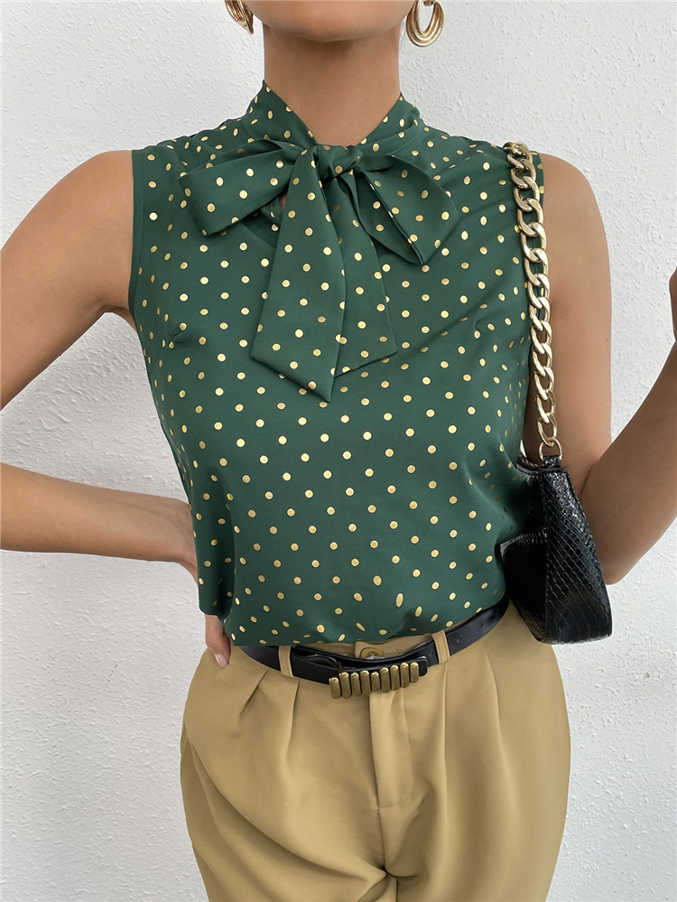 Title 2, New Amazon Hottie Bow Tie Dot Top Shirt