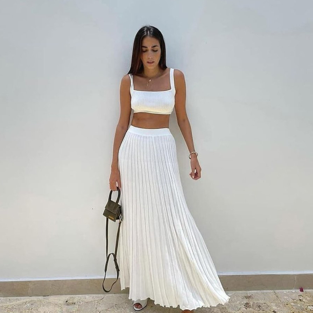 Title 1, New White Knit Fall Ribbed Tank Top And Pleated...