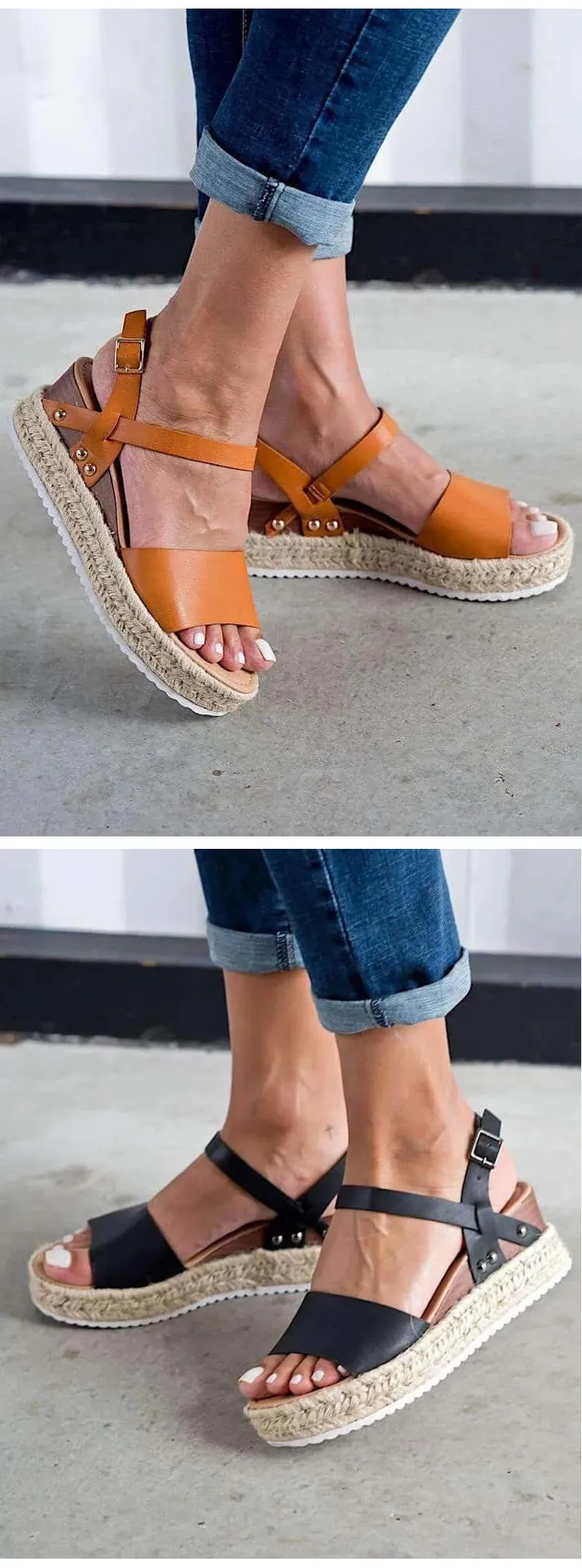 2020 nouveau Rose or Schuhe talons hauts décontractés bride à la cheville été brin Jute Espadrille sandales femmes