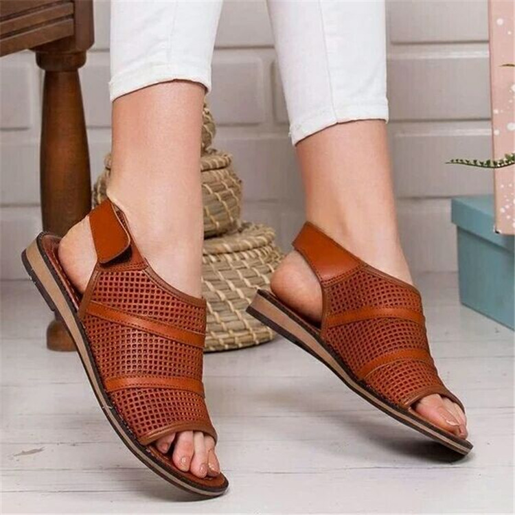 Title 4, Breathable mesh fish mouth flat sandals for wom...