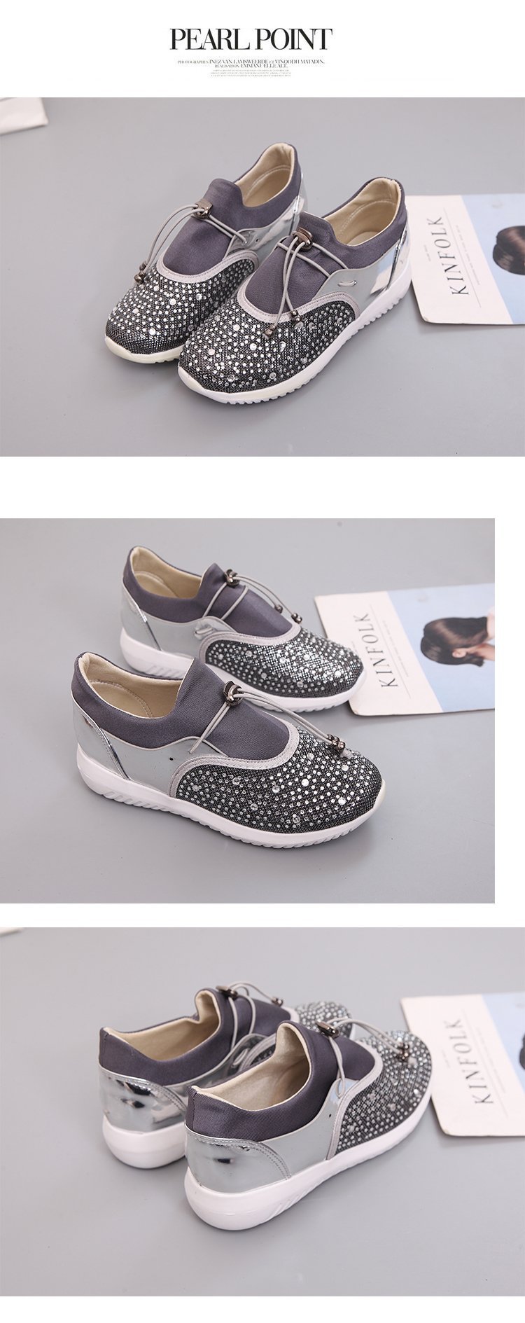 Title 13, Sequined new thick-soled muffin casual loafers