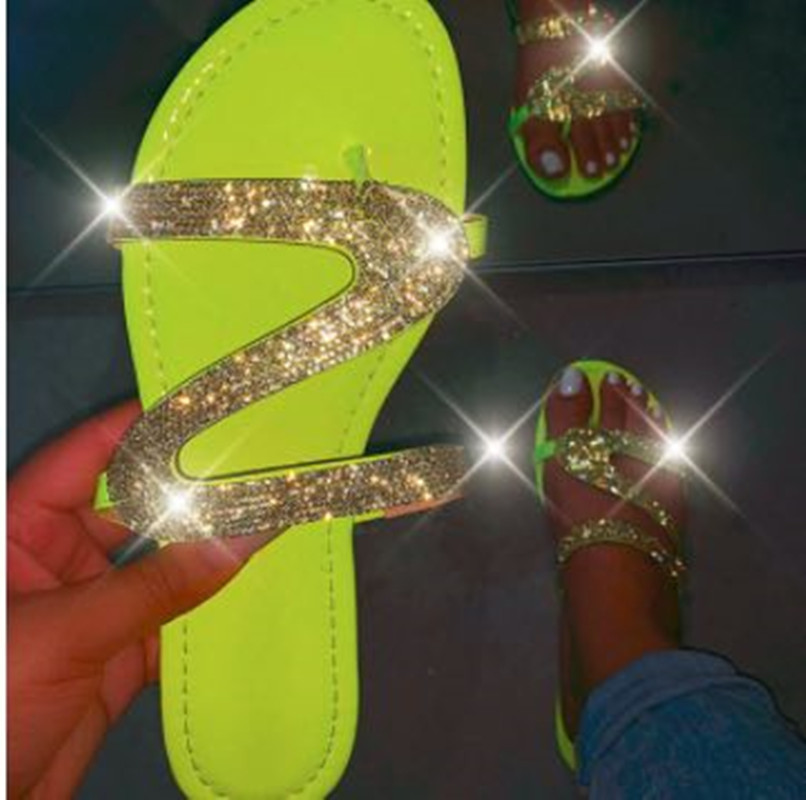 Title 5, New bright diamond flat slippers for women Comf...