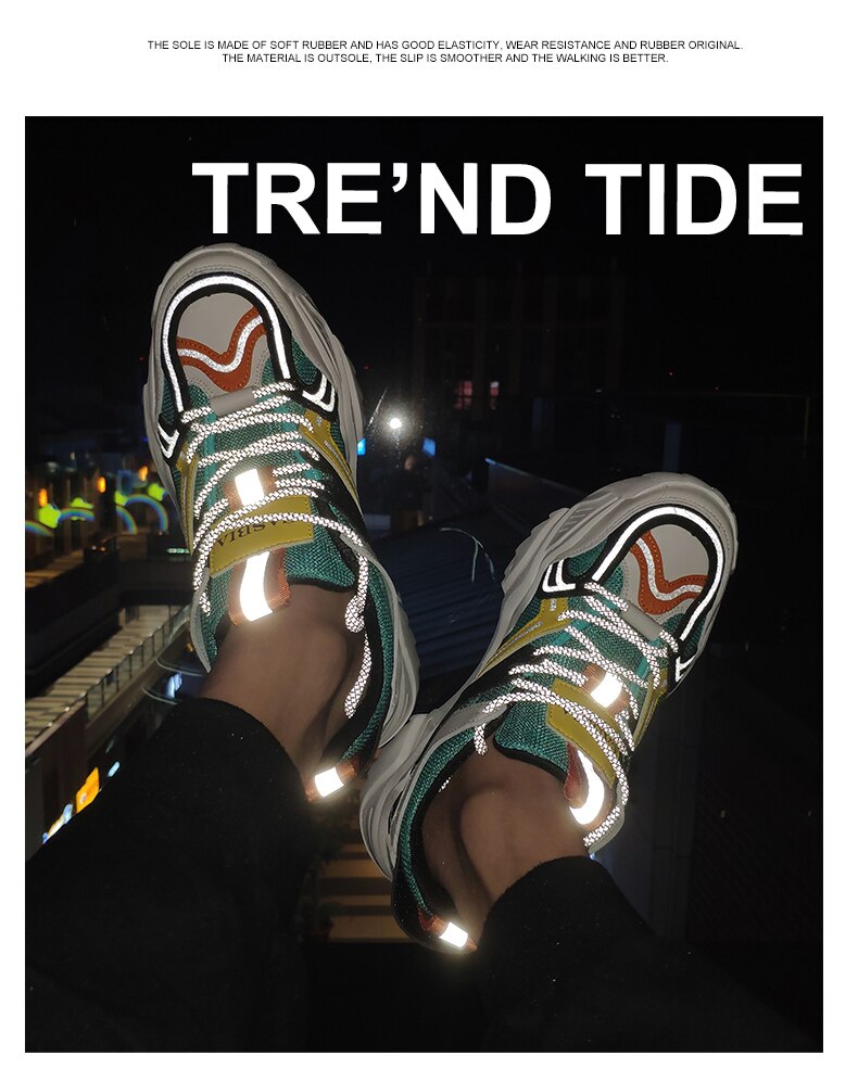 Title 8, High elastic night light color blocking mesh shoes