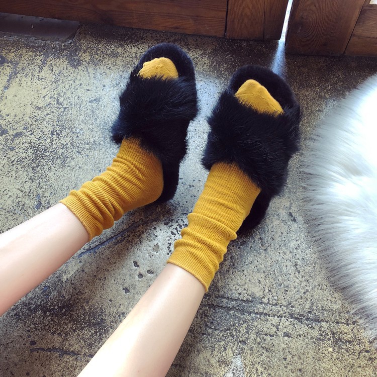 Title 17, Cross flat bottom casual rabbit wool cotton mop...