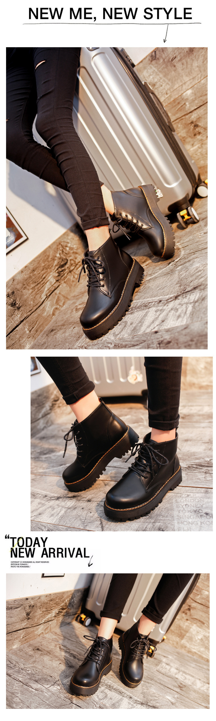 Title 4, Booties British style lace-up Harajuku Martin b...