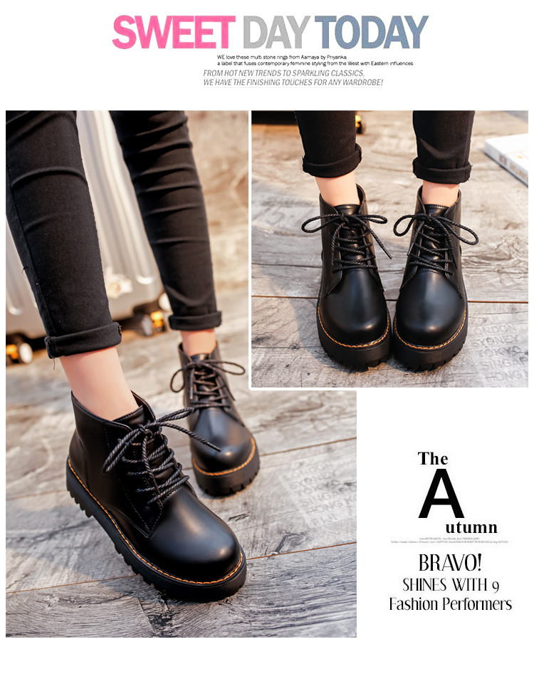 Title 6, Booties British style lace-up Harajuku Martin b...