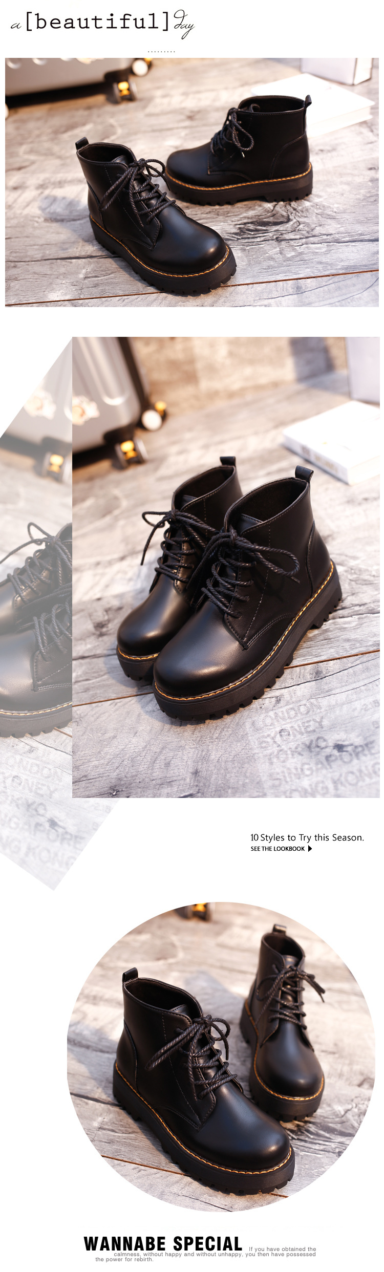 Title 9, Booties British style lace-up Harajuku Martin b...