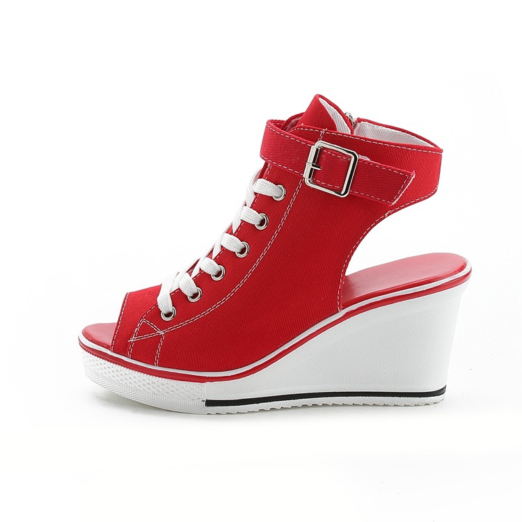 Title 23, Womens high-top canvas fish mouth sandals, per...