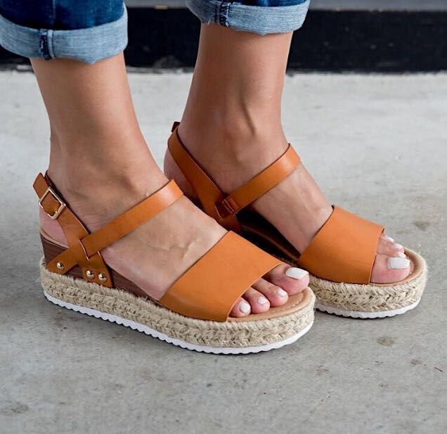 Title 11, Womens hemp rope wedge sandals with a fish mou...