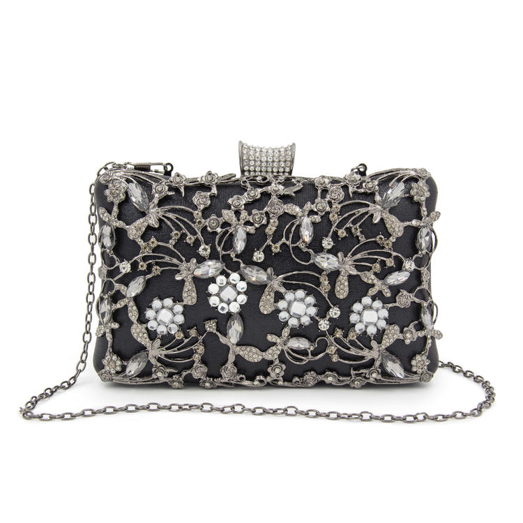 Title 18, Bolsa cheongsam diamante vazada com strass, clu...