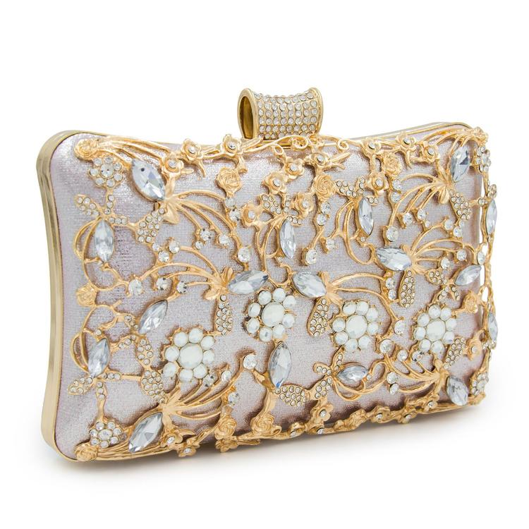 Title 32, Bolsa cheongsam diamante vazada com strass, clu...