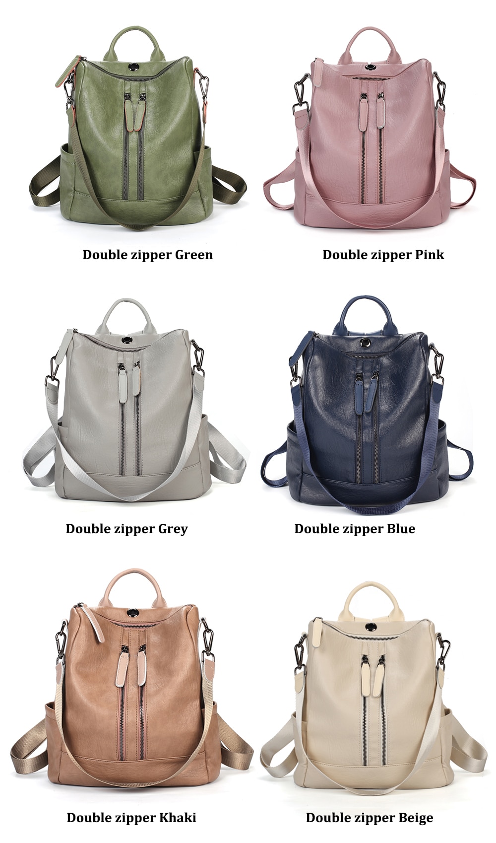 double zipper backpack