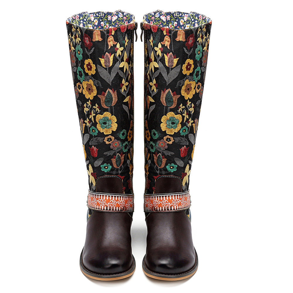 Title 8, Retro ethnic leather womens boots, offering co...