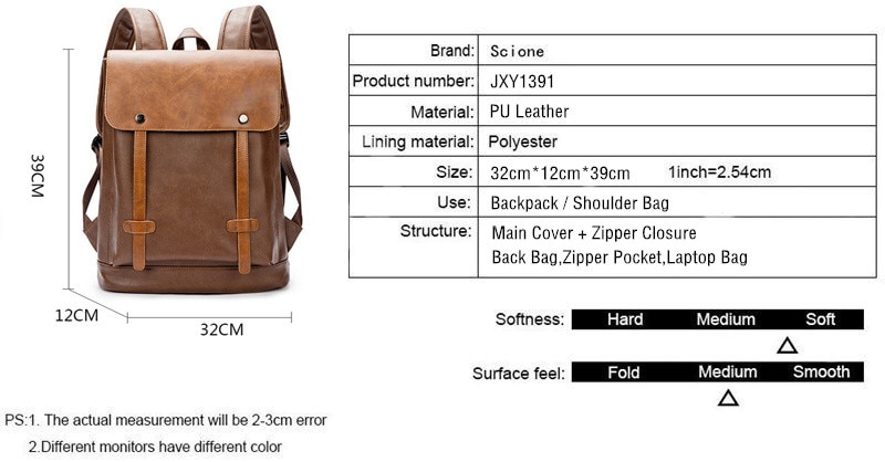 Title 1, Wind Leather College Backpack Durable Leather D...