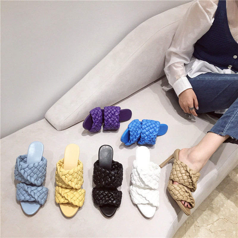 Title 1, Geweven slippers met hoge hak, comfort en stijl...