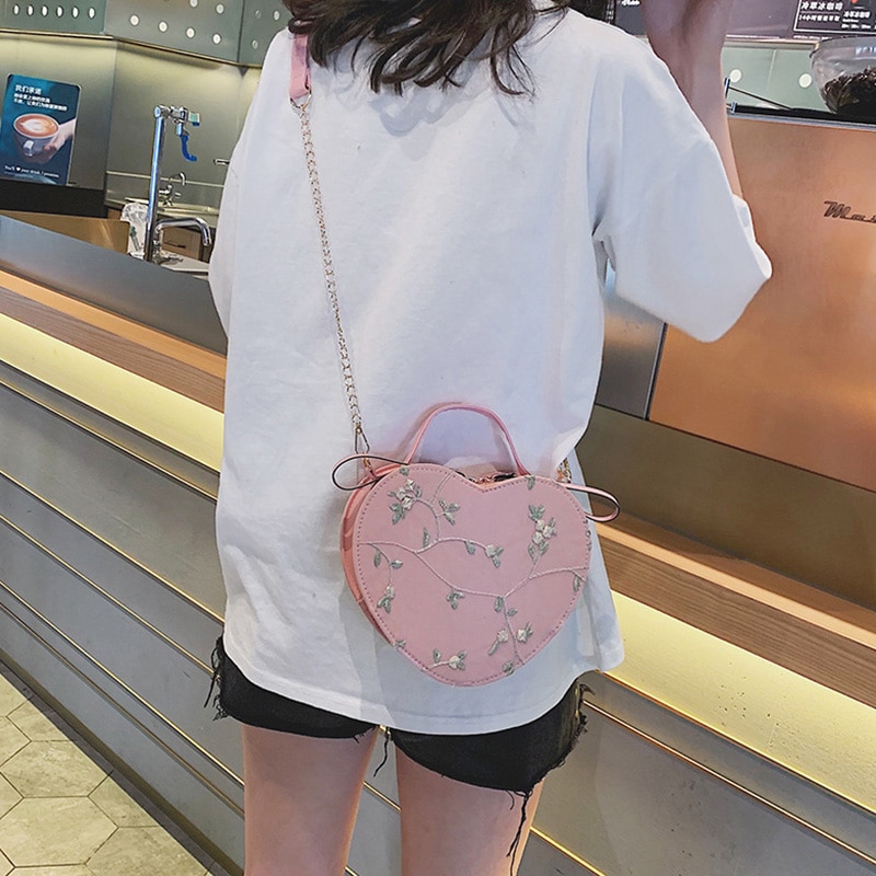 Title 4, Lace peach heart lock women bag shoulder bag