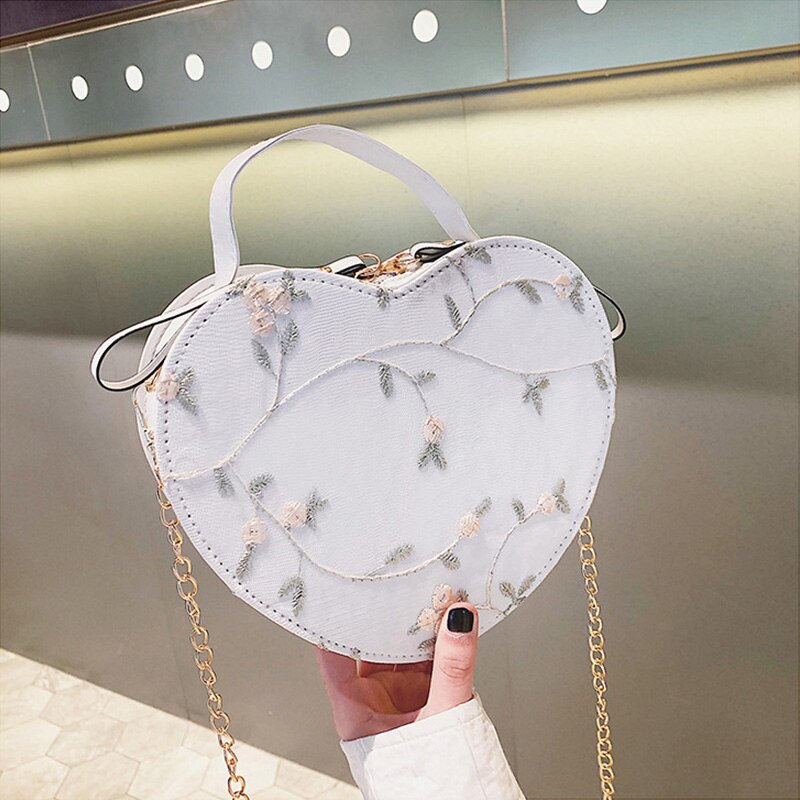 Title 16, Lace peach heart lock women bag shoulder bag