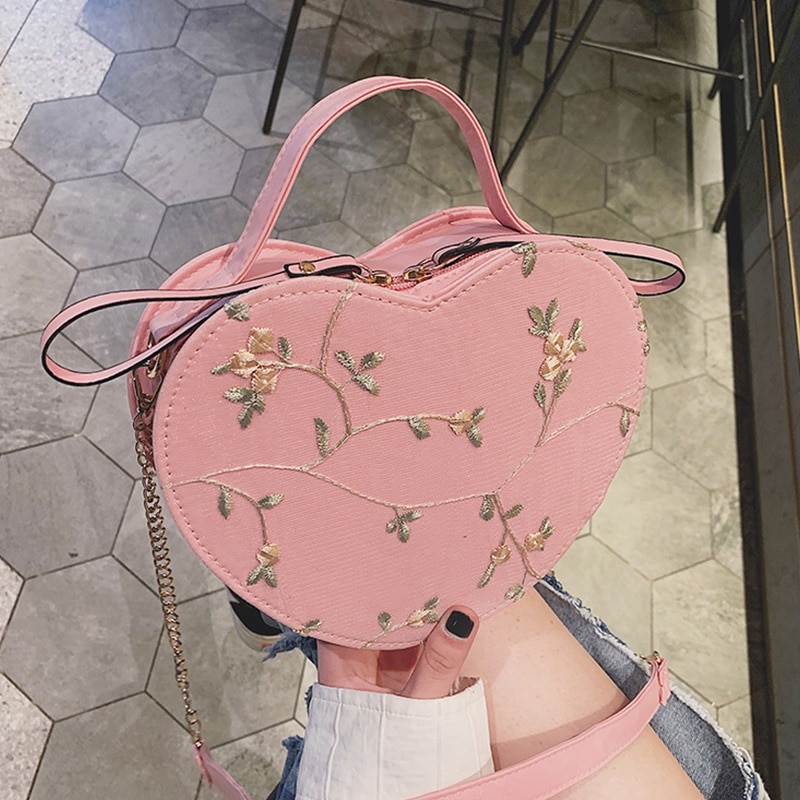 Title 17, Lace peach heart lock women bag shoulder bag