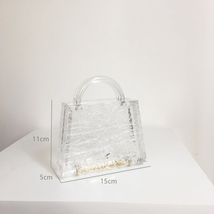 Title 8, Transparente Acryl-Box-Tasche mit Eisriss-Desig...