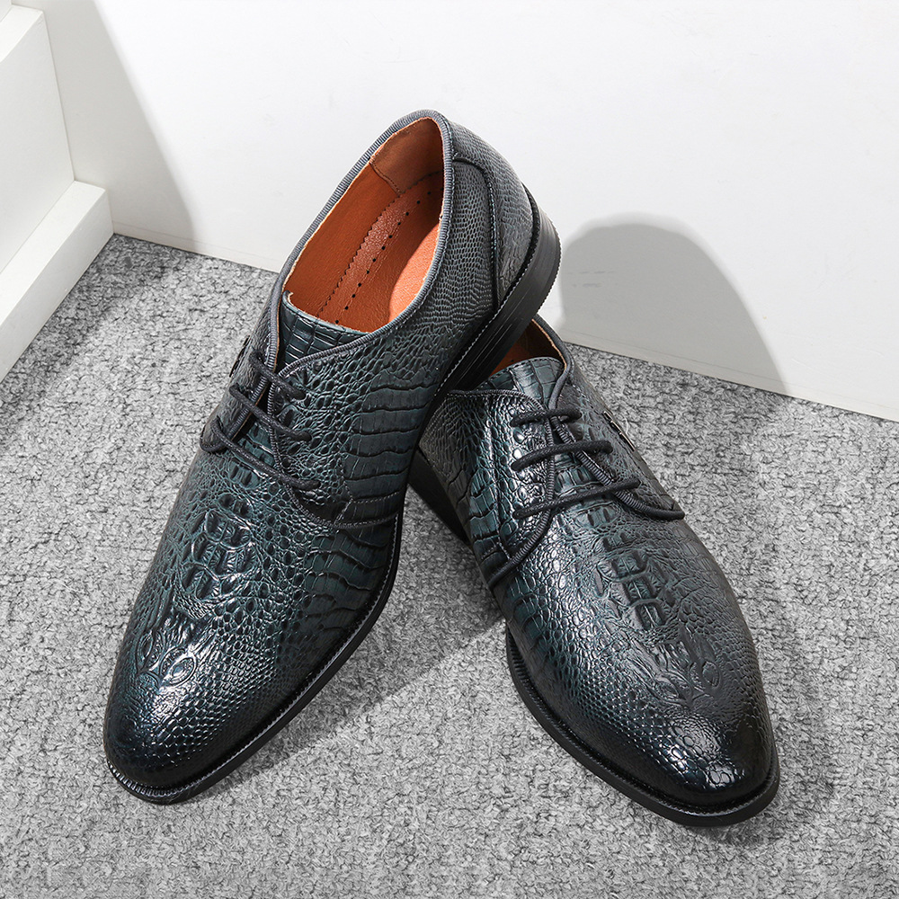 Title 14, Mens vintage leather shoes with pattern. Class...