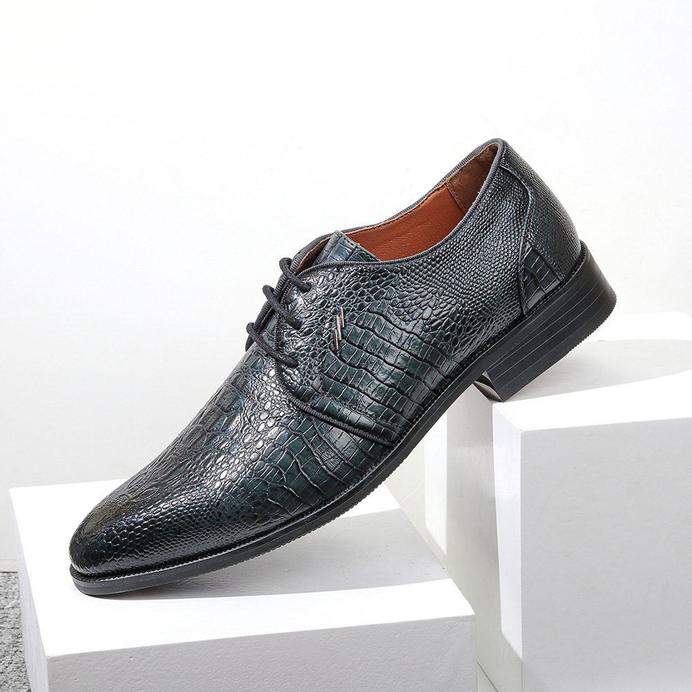 Title 17, Mens vintage leather shoes with pattern. Class...