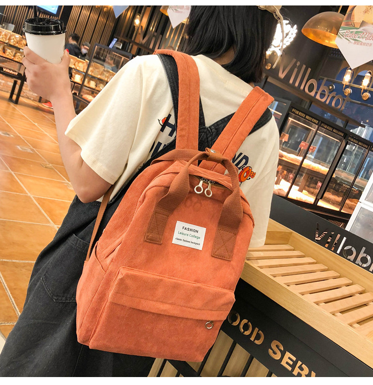 Title 1, Korean fashion corduroy school bag travel handbag