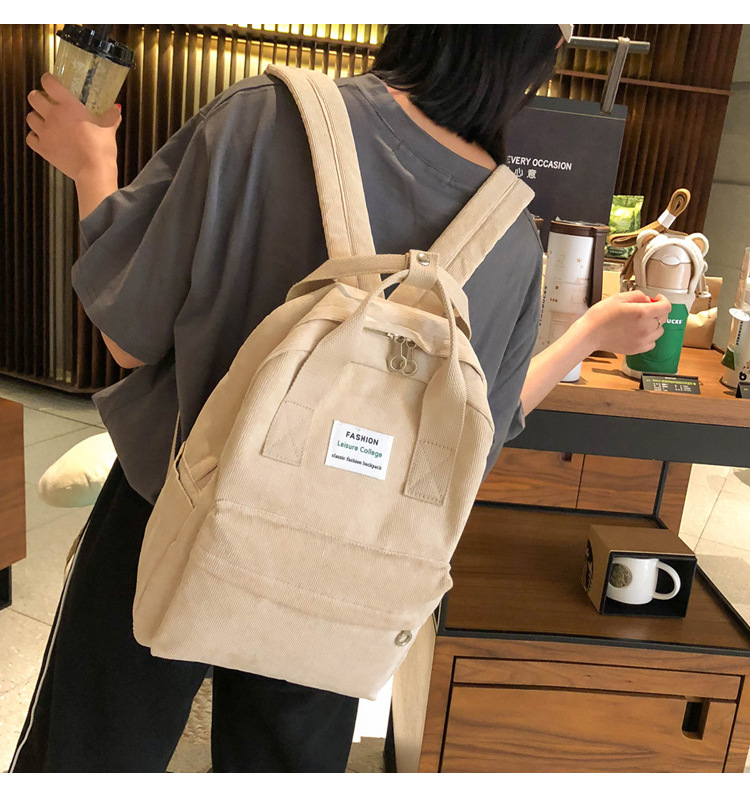 Title 8, Korean fashion corduroy school bag travel handbag