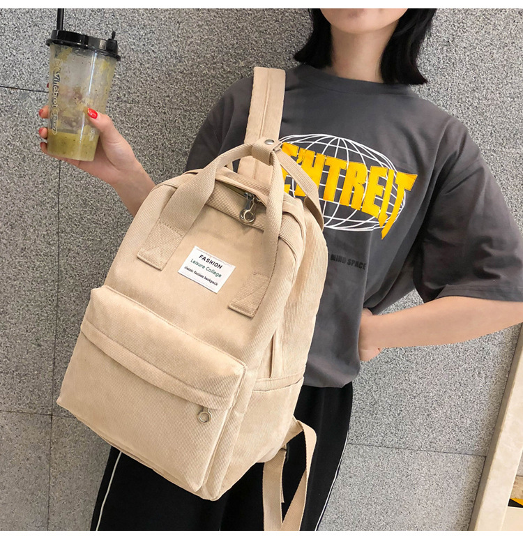 Title 12, Korean fashion corduroy school bag travel handbag